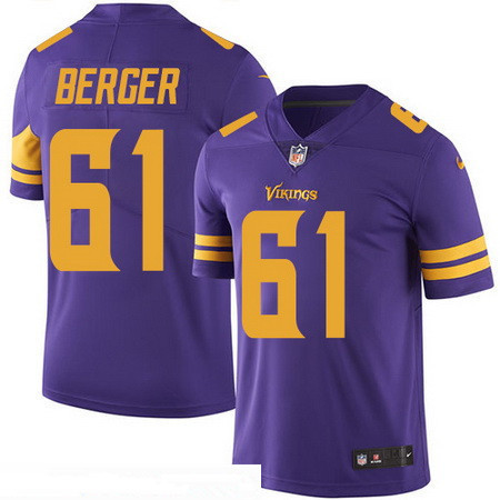 Men's Minnesota Vikings #61 Joe Berger Purple 2016 Color Rush Stitched NFL Nike Limited Jersey