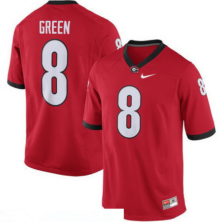 Men's Georgia Bulldogs #8 A. J. Green Red Stitched College Football 2016 Nike NCAA Jersey