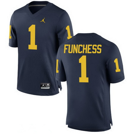 Men's Michigan Wolverines #1 Devin Funchess Navy Blue Stitched College Football Brand Jordan NCAA Jersey