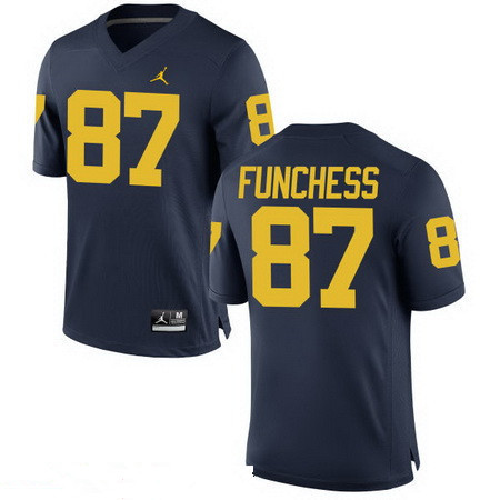 Men's Michigan Wolverines #87 Devin Funchess Navy Blue Stitched College Football Brand Jordan NCAA Jersey