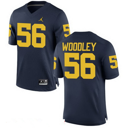Men's Michigan Wolverines #56 LaMarr Woodley Navy Blue Stitched College Football Brand Jordan NCAA Jersey