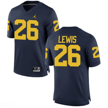 Men's Michigan Wolverines #26 Jourdan Lewis Navy Blue Stitched College Football Brand Jordan NCAA Jersey