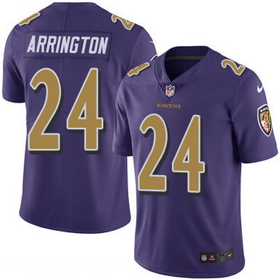 Men's Baltimore Ravens #24 Kyle Arrington Purple 2016 Color Rush Stitched NFL Nike Limited Jersey