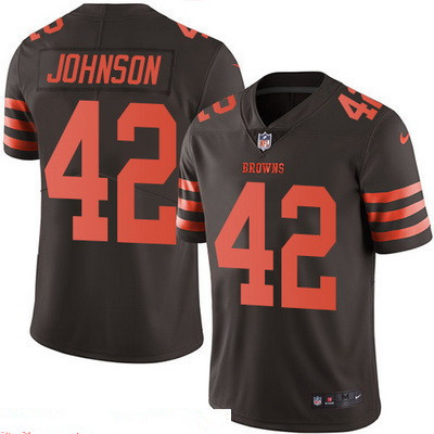 Men's Cleveland Browns #42 Malcolm Johnson Brown 2016 Color Rush Stitched NFL Nike Limited Jersey