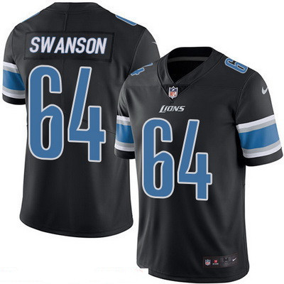 Men's Detroit Lions #64 Travis Swanson Black 2016 Color Rush Stitched NFL Nike Limited Jersey