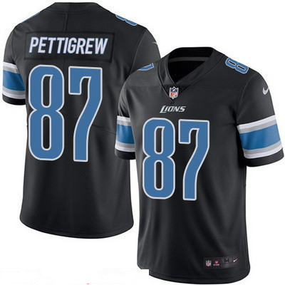 Men's Detroit Lions #87 Brandon Pettigrew Black 2016 Color Rush Stitched NFL Nike Limited Jersey