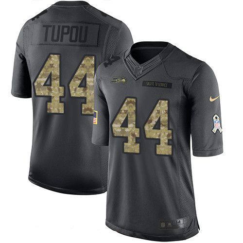 Men's Seattle Seahawks #44 Tani Tupou Black Anthracite 2016 Salute To Service Stitched NFL Nike Limited Jersey