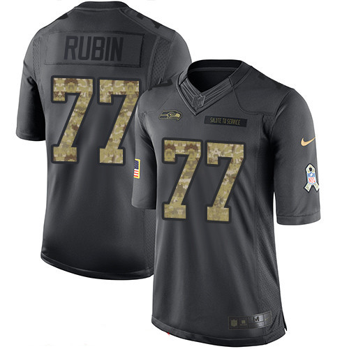 Men's Seattle Seahawks #77 Ahtyba Rubin Black Anthracite 2016 Salute To Service Stitched NFL Nike Limited Jersey