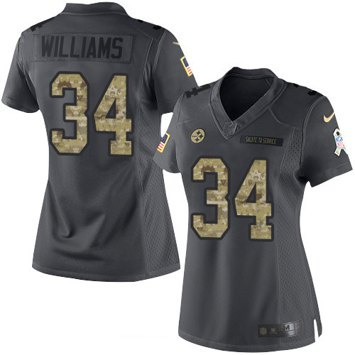 Women's Pittsburgh Steelers #34 DeAngelo Williams Black Anthracite 2016 Salute To Service Stitched NFL Nike Limited Jersey