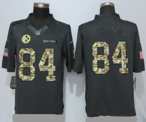 Men's Pittsburgh Steelers #84 Antonio Brown Black Anthracite 2016 Salute To Service Stitched NFL Nike Limited Jersey