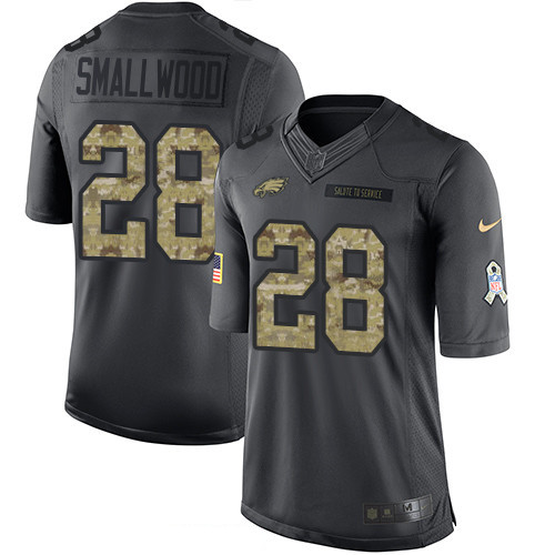 Men's Philadelphia Eagles #28 Wendell Smallwood Black Anthracite 2016 Salute To Service Stitched NFL Nike Limited Jersey
