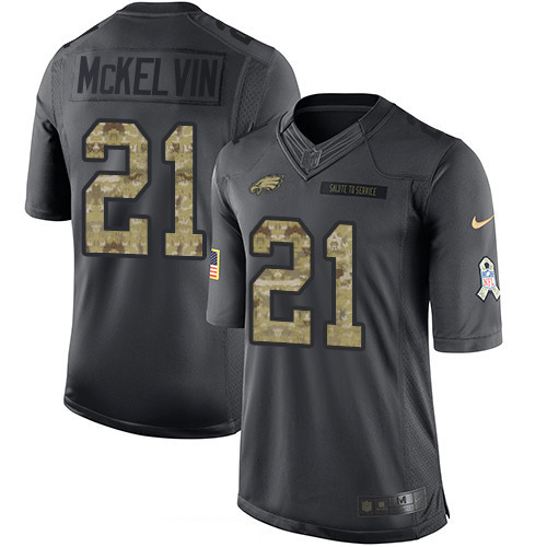 Men's Philadelphia Eagles #21 Leodis McKelvin Black Anthracite 2016 Salute To Service Stitched NFL Nike Limited Jersey