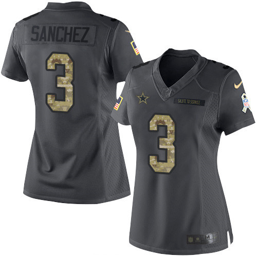 Women's Dallas Cowboys #3 Mark Sanchez Black Anthracite 2016 Salute To Service Stitched NFL Nike Limited Jersey