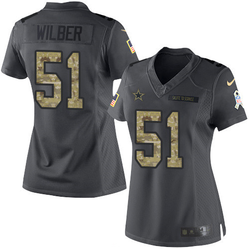 Women's Dallas Cowboys #51 Kyle Wilber Black Anthracite 2016 Salute To Service Stitched NFL Nike Limited Jersey
