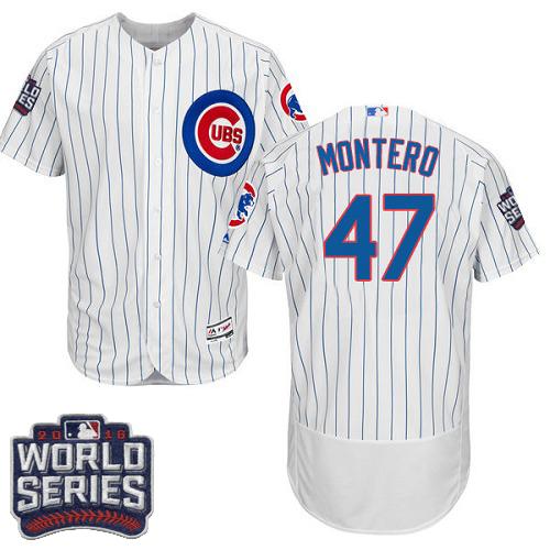 Cubs #47 Miguel Montero White Flexbase Authentic Collection 2016 World Series Bound Stitched MLB Jersey