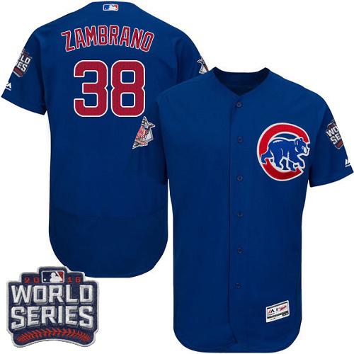 Cubs #38 Carlos Zambrano Blue Flexbase Authentic Collection 2016 World Series Bound Stitched MLB Jersey