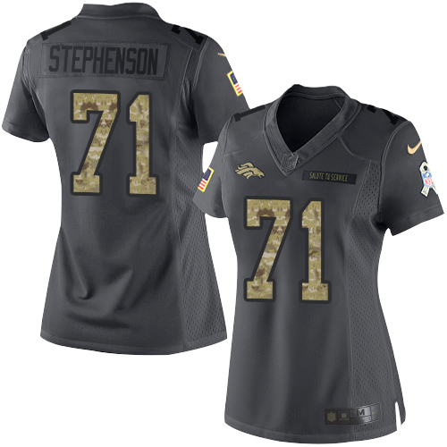 Women's Denver Broncos #71 Donald Stephenson Black Anthracite 2016 Salute To Service Stitched NFL Nike Limited Jersey