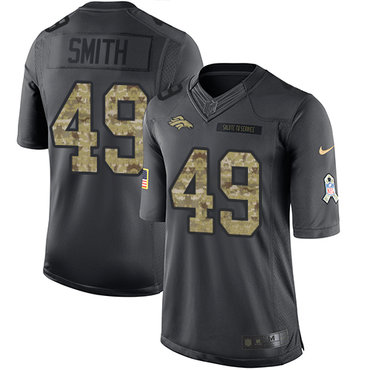 Men's Denver Broncos #49 Dennis Smith Black Anthracite 2016 Salute To Service Stitched NFL Nike Limited Jersey