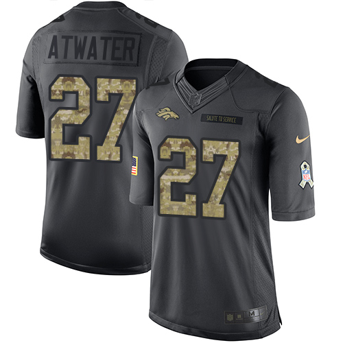 Men's Denver Broncos #27 Steve Atwater Black Anthracite 2016 Salute To Service Stitched NFL Nike Limited Jersey