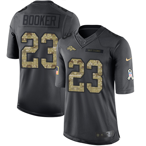 Men's Denver Broncos #23 Devontae Booker Black Anthracite 2016 Salute To Service Stitched NFL Nike Limited Jersey