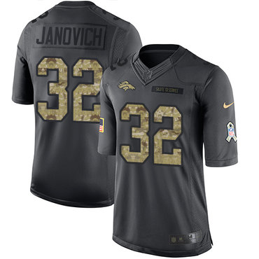 Men's Denver Broncos #32 Andy Janovich Black Anthracite 2016 Salute To Service Stitched NFL Nike Limited Jersey