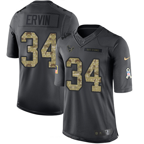Men's Houston Texans #34 Tyler Ervin Black Anthracite 2016 Salute To Service Stitched NFL Nike Limited Jersey