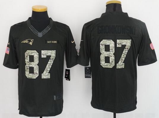 Men's New England Patriots #87 Rob Gronkowski Black Anthracite 2016 Salute To Service Stitched NFL Nike Limited Jersey