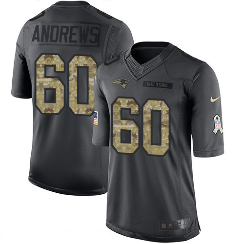 Men's New England Patriots #60 David Andrews Black Anthracite 2016 Salute To Service Stitched NFL Nike Limited Jersey