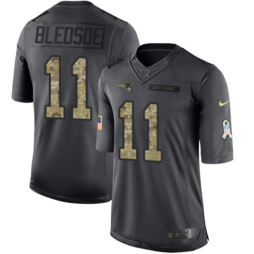 Men's New England Patriots #11 Drew Bledsoe Black Anthracite 2016 Salute To Service Stitched NFL Nike Limited Jersey