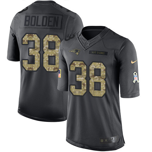 Men's New England Patriots #38 Brandon Bolden Black Anthracite 2016 Salute To Service Stitched NFL Nike Limited Jersey