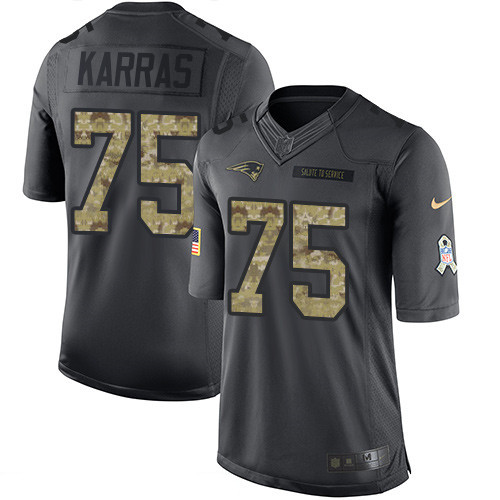 Men's New England Patriots #75 Ted Karras Black Anthracite 2016 Salute To Service Stitched NFL Nike Limited Jersey