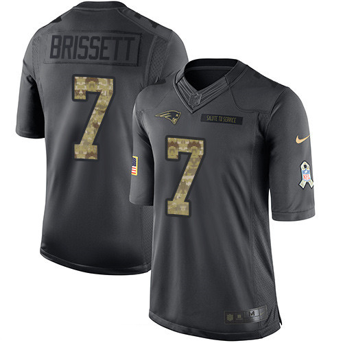 Men's New England Patriots #7 Jacoby Brissett Black Anthracite 2016 Salute To Service Stitched NFL Nike Limited Jersey