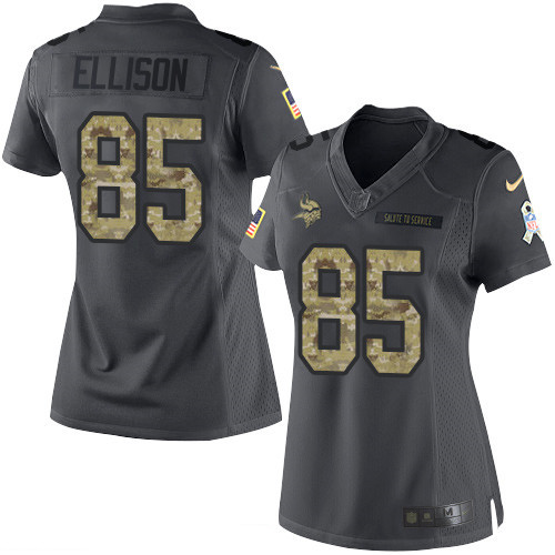 Women's Minnesota Vikings #85 Rhett Ellison Black Anthracite 2016 Salute To Service Stitched NFL Nike Limited Jersey
