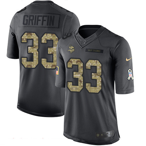 Men's Minnesota Vikings #33 Michael Griffin Black Anthracite 2016 Salute To Service Stitched NFL Nike Limited Jersey