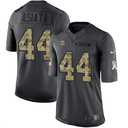 Men's Minnesota Vikings #44 Matt Asiata Black Anthracite 2016 Salute To Service Stitched NFL Nike Limited Jersey