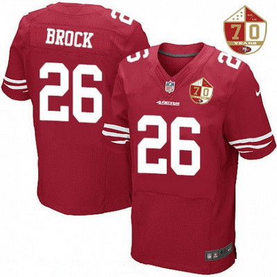 Men's San Francisco 49ers #26 Tramaine Brock Scarlet Red 70th Anniversary Patch Stitched NFL Nike Elite Jersey