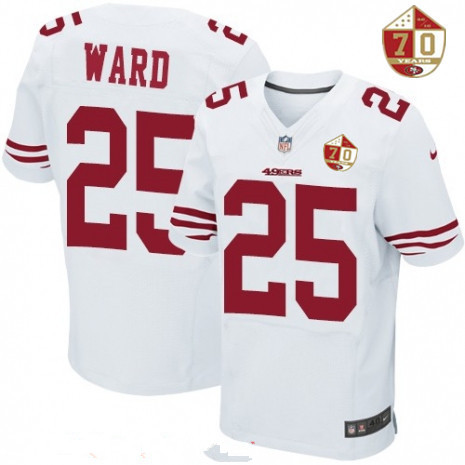 Men's San Francisco 49ers #25 Jimmie Ward White 70th Anniversary Patch Stitched NFL Nike Elite Jersey