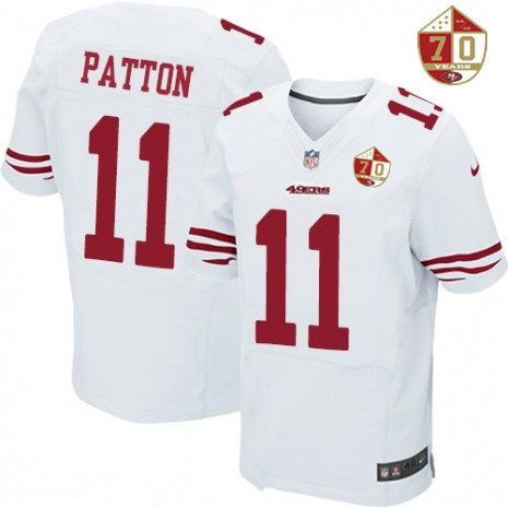 Men's San Francisco 49ers #11 Quinton Patton White 70th Anniversary Patch Stitched NFL Nike Elite Jersey