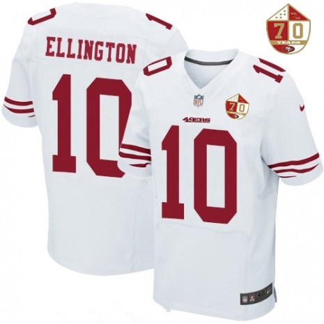 Men's San Francisco 49ers #10 Bruce Ellington White 70th Anniversary Patch Stitched NFL Nike Elite Jersey