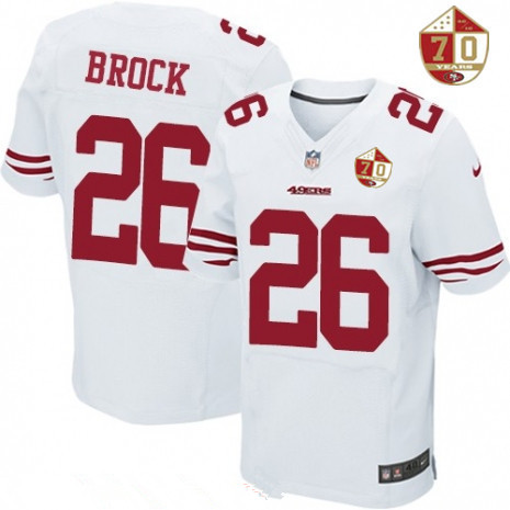 Men's San Francisco 49ers #26 Tramaine Brock White 70th Anniversary Patch Stitched NFL Nike Elite Jersey