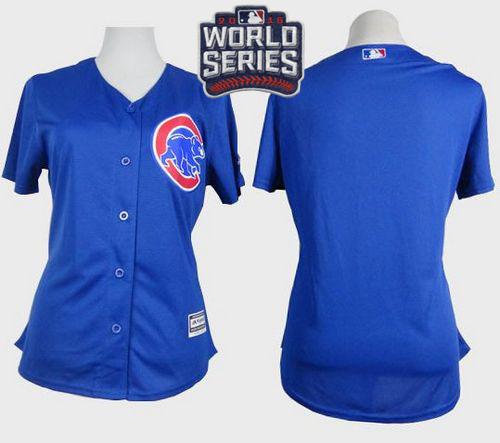 Cubs Blank Blue Alternate 2016 World Series Bound Women's Stitched MLB Jersey