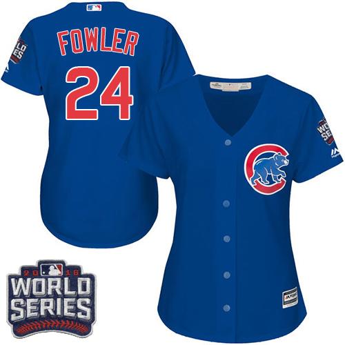 Cubs #24 Dexter Fowler Blue Alternate 2016 World Series Bound Women's Stitched MLB Jersey
