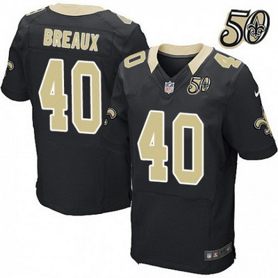 Men's New Orleans Saints #40 Delvin Breaux Black 50th Season Patch Stitched NFL Nike Elite Jersey