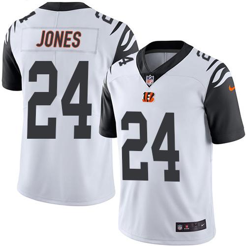 Nike Bengals #24 Adam Jones White Men's Stitched NFL Limited Rush Jersey