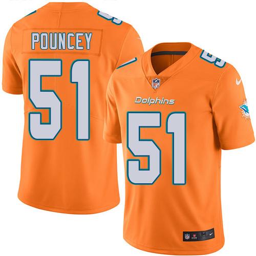 Nike Miami Dolphins #51 Mike Pouncey Orange Men's Stitched NFL Limited Rush Jersey