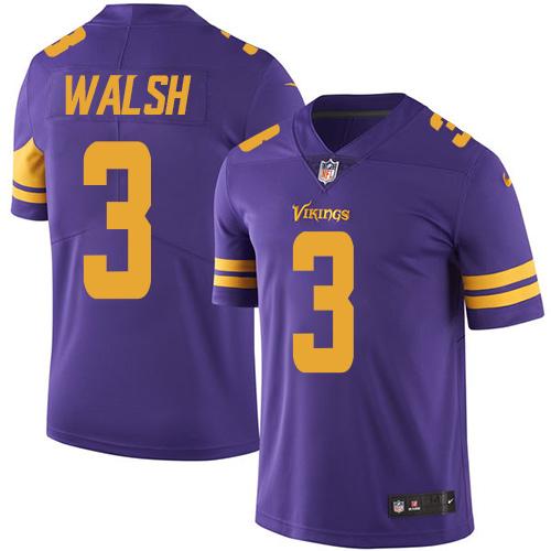 Nike Vikings #3 Blair Walsh Purple Men's Stitched NFL Limited Rush Jersey
