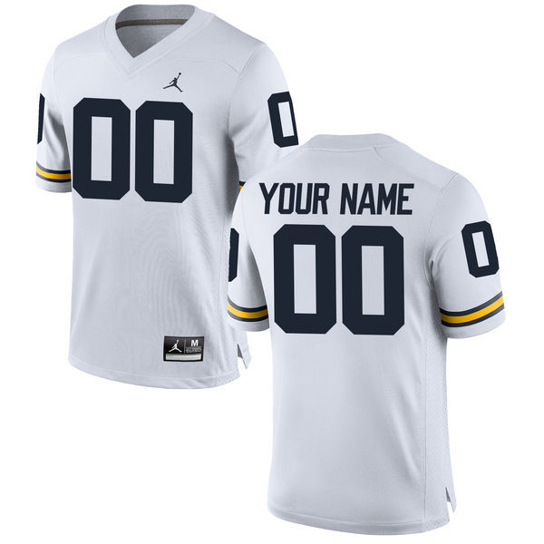 Men's Michigan Wolverines Custom Brand Jordan White Stitched College Football 2016 NCAA Jersey