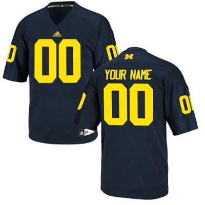 Mens Michigan Wolverines Custom Replica Football Jersey -2015 Navy Blue