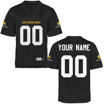 Mens Southern Miss Golden Eagles Personalized Football Name & Number Jersey - 2015 Black