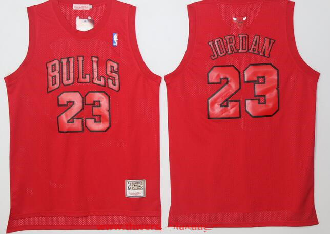 Men's Chicago Bulls #23 Michael Jordan All Red Hardwood Classics Soul Swingman Throwback Jersey